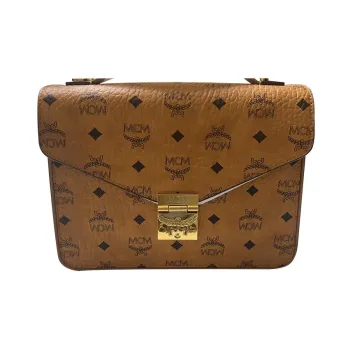 MCM Leather Handbag, Crossbody Bag Medium Size Women's Brown Cognac