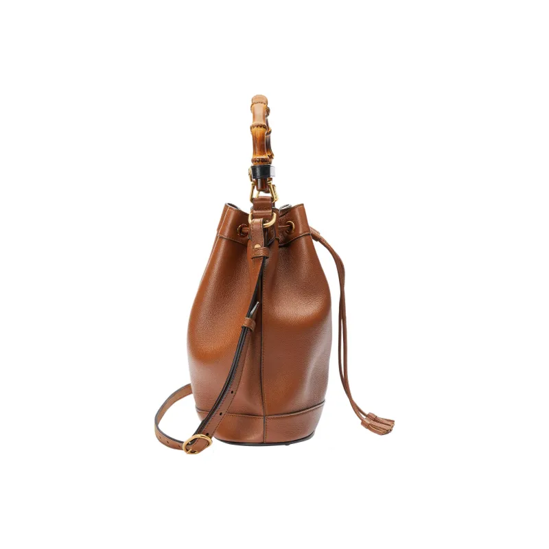 GUCCI Diana Leather Bucket Bag Portable Crossbody Bag Shoulder Bag Women's Brown-3
