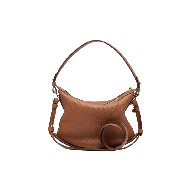 Delvau Pin Textured Soft Calfskin Shoulder Bag Crossbody Bag Handbag Regular Women's Brown-2