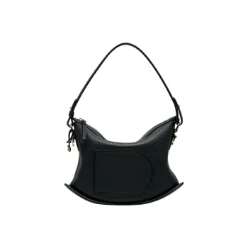 Delvau Pin Textured Soft Calfskin Shoulder Bag Crossbody Bag Handbag Regular Women's Black