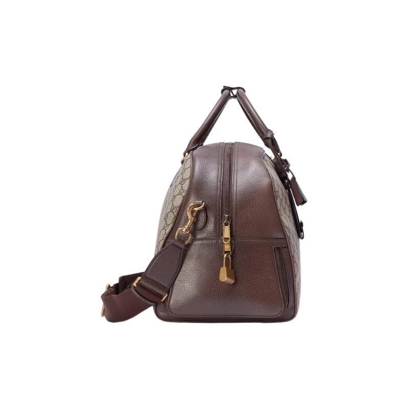 GUCCI Canvas With Leather Shoulder Bag Crossbody Bag Handbag Travel Bag Large Size Men's Brown-3