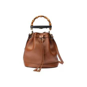GUCCI Diana Leather Bucket Bag Portable Crossbody Bag Shoulder Bag Women's Brown