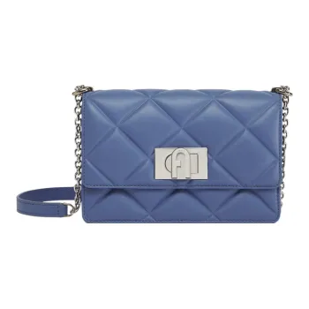 Furla 1927 Collection Polished Soft Padded Nappa Leather Crossbody Bag Shoulder Bag Women's Blue