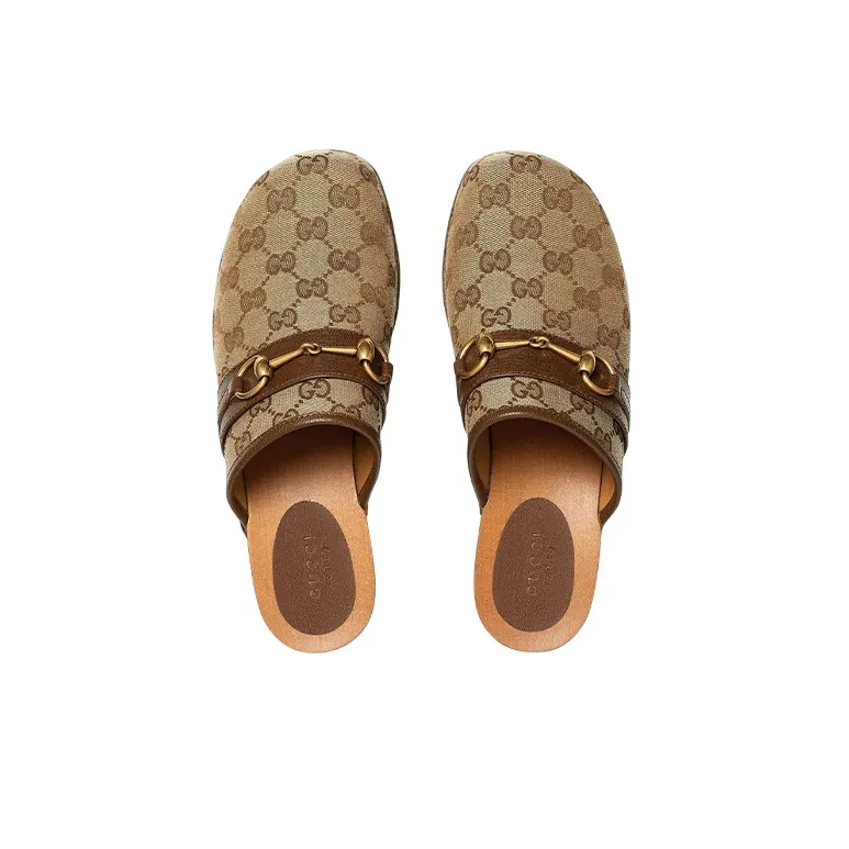 GUCCI Gg 35mm Clog Beige Canvas Women's-3
