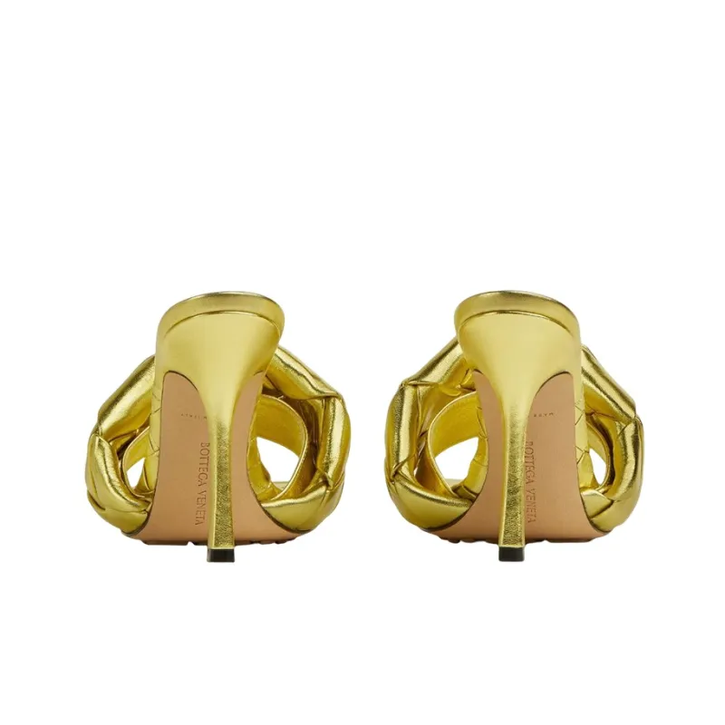 Bottega Veneta Lido Slide Slippers Women's Gold-4