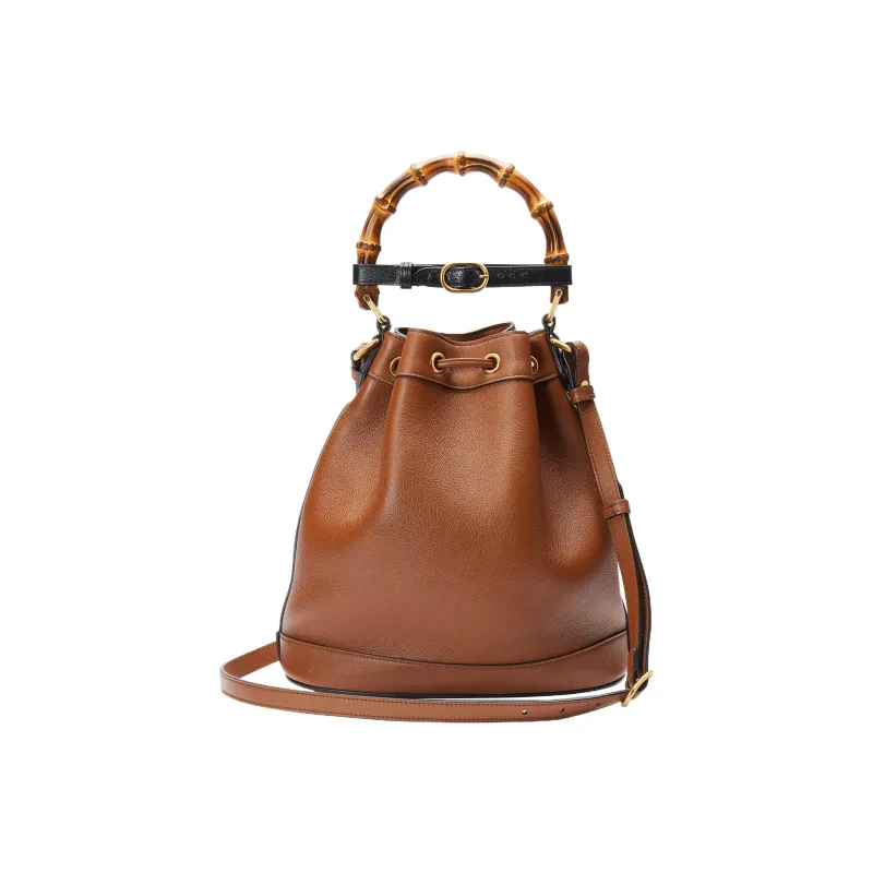 GUCCI Diana Leather Bucket Bag Portable Crossbody Bag Shoulder Bag Women's Brown-1