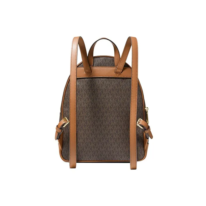 MICHAEL KORS MK Brooklyn Canvas Backpack Medium Size Women's Ivory Brown & Light Brown-3