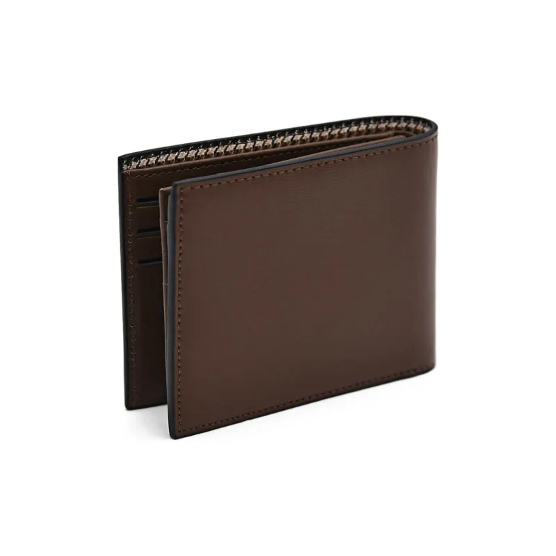 PEDRO Calfskin Textile Card Holder Wallet Men's Black/Umber-2
