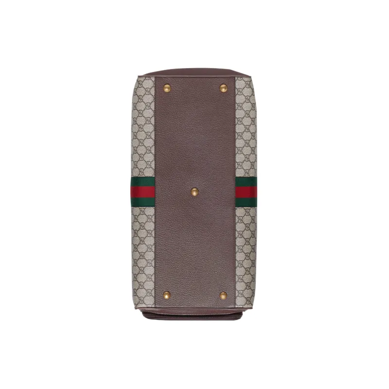 GUCCI Canvas With Leather Shoulder Bag Crossbody Bag Handbag Travel Bag Large Size Men's Brown-6
