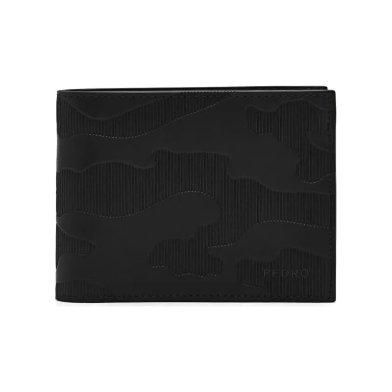 PEDRO Calfskin Textile Card Holder Wallet Men's Black/Umber-6