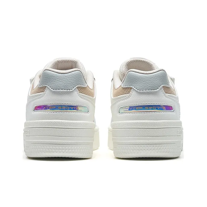 XTEP Alfalfa White Low-Top Skateboard Shoes Women's White Gray-4