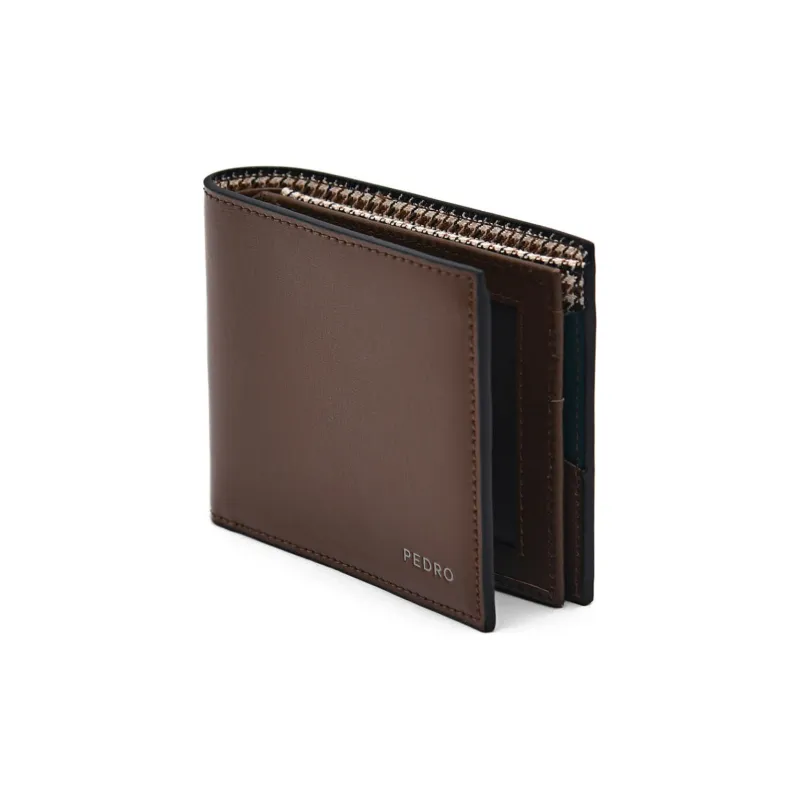 PEDRO Calfskin Textile Card Holder Wallet Men's Black/Umber-4