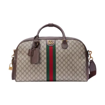 GUCCI Canvas With Leather Shoulder Bag Crossbody Bag Handbag Travel Bag Large Size Men's Brown