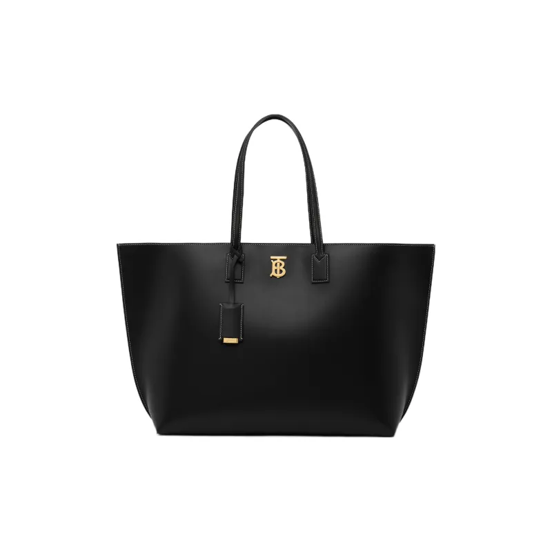 Burberry Monogram Calfskin Tote Bag Shopping Bag Shoulder Bag Handbag Large Size Women's Black-0