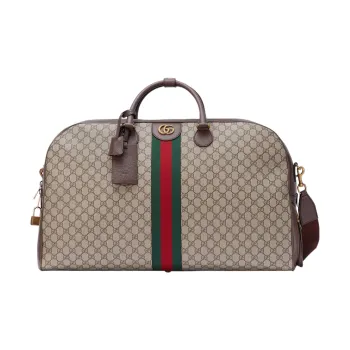 GUCCI Canvas With Leather Shoulder Bag Crossbody Bag Handbag Travel Bag Extra Large Men's Brown