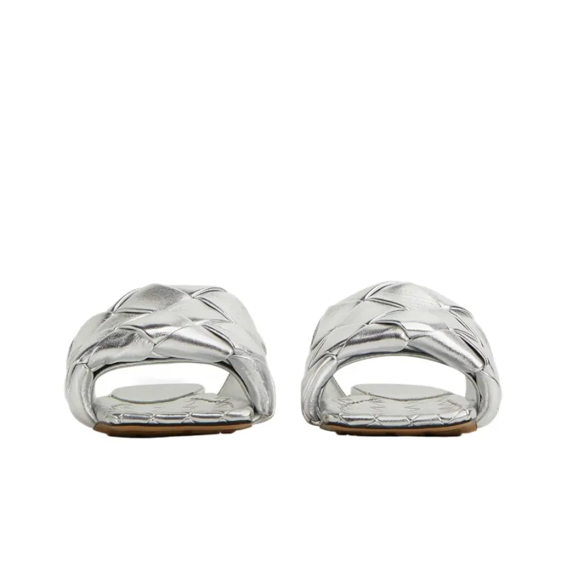 Bottega Veneta Lido Odor Resistant Slide Slippers Women's Silver-3