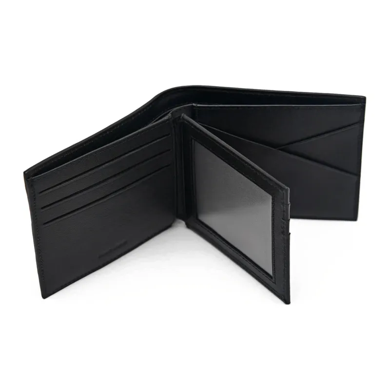 PEDRO Calfskin Textile Card Holder Wallet Men's Black/Umber-8