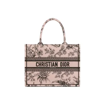 DIOR BookTote Embroidery Tote Bag Shopping Bag Handbag Medium Size Women's Rouge Pink