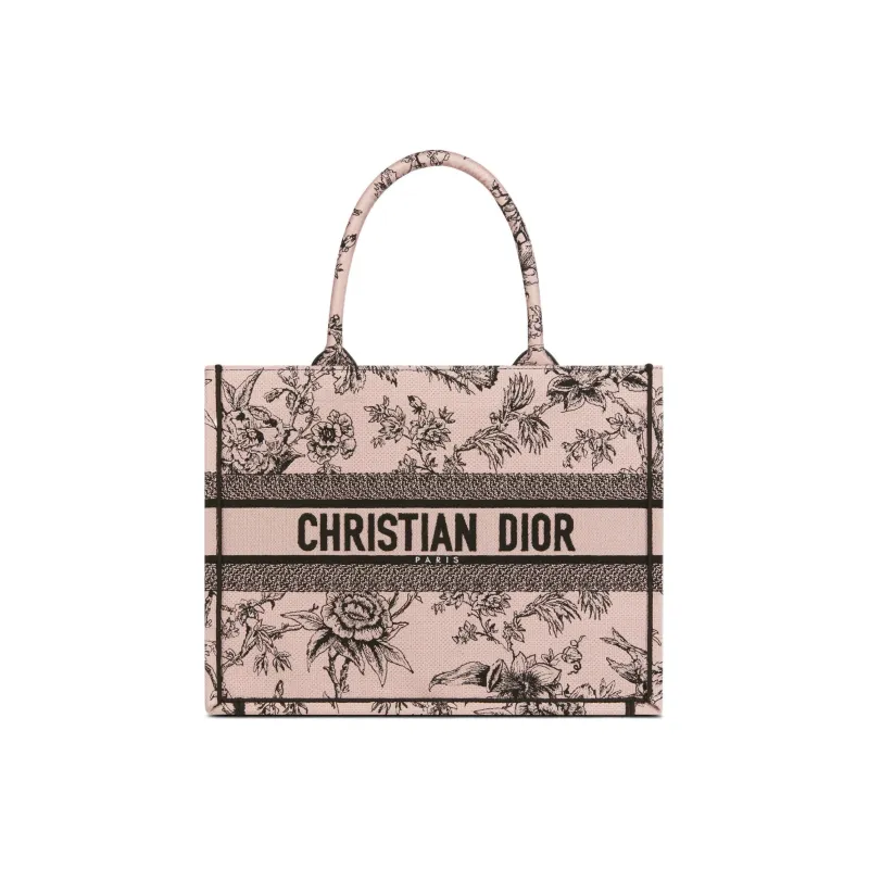 DIOR BookTote Embroidery Tote Bag Shopping Bag Handbag Medium Size Women's Rouge Pink-0