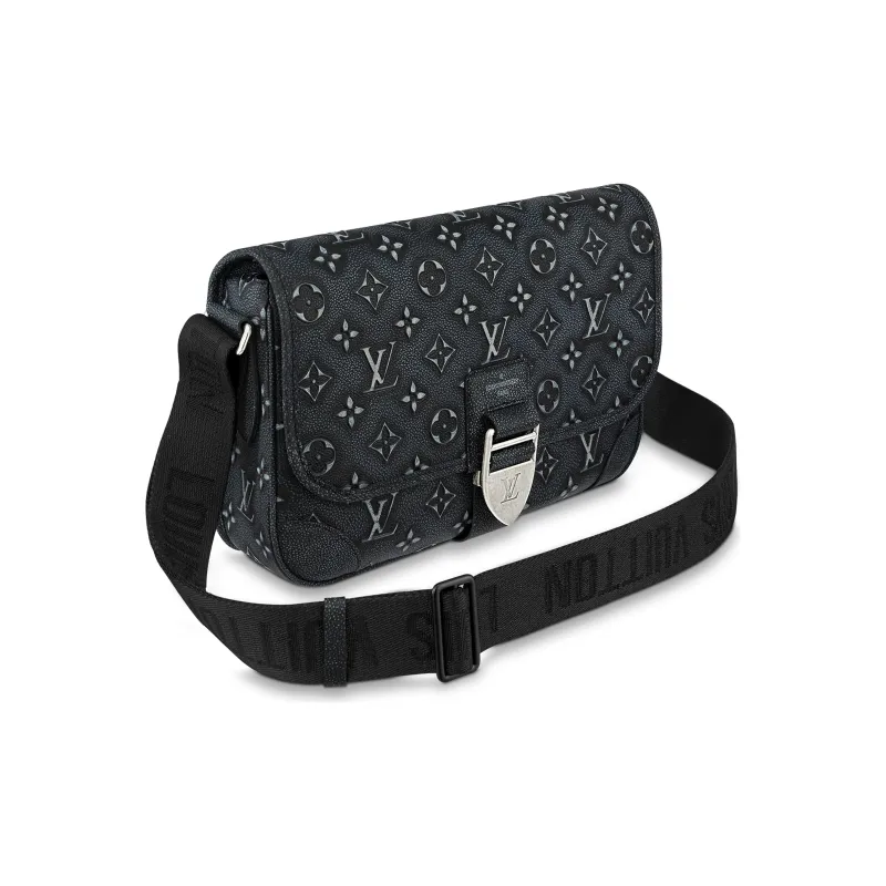 LOUIS VUITTON Archy Cow Leather Messenger Bag, Shoulder Bag, Crossbody Bag Medium Size Men's Black-1