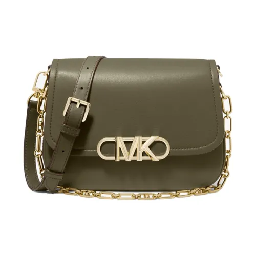 MICHAEL KORS Cow Leather Saddle Bag Handbag Shoulder Bag Crossbody Bag Medium Size Women's Olive Green