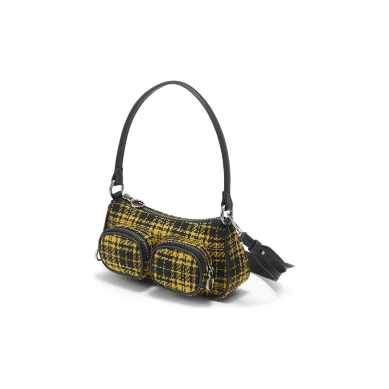 CHARLES&KEITH Fabric Shoulder Bag Regular Women's Yellow/Black/Gray-2