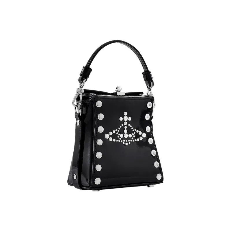 Vivienne Westwood KELLY Cow Leather Shoulder Bag, Crossbody Bag, Handbag Trumpets Women's Black-2