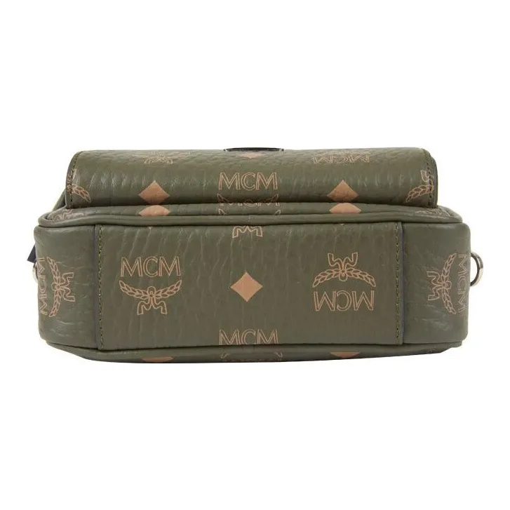 MCM Klassik Visetos Artificial Leather Crossbody Bags Extra Mini Men's Pine Green-3