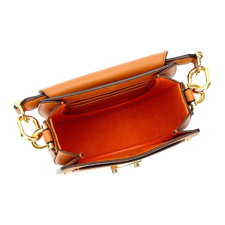 MCM Patricia Visetos Artificial Leather Saddle Bag, Shoulder Bag, Crossbody Bag Mini Women's Brown Cognac-2