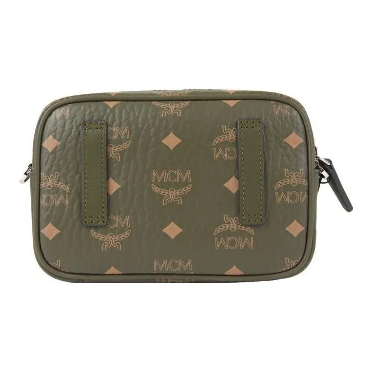 MCM Klassik Visetos Artificial Leather Crossbody Bags Extra Mini Men's Pine Green-2