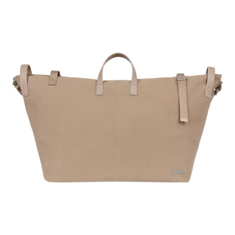 Jacquemus Cotton Canvas Tote Bag, Shopping Bag, Luggage Bag, Shoulder Bag, Crossbody Bag, Handbag Women's Dark Beige-0