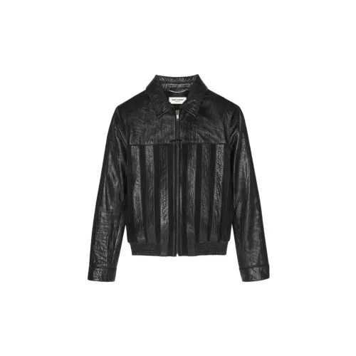 SAINT LAURENT Leather Jackets Men Black