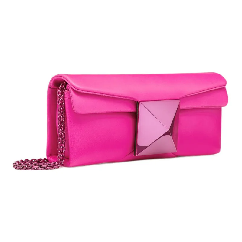 Valentino One Stud Lambskin One Shoulder Crossbody Clutches Regular Women's Pink-1