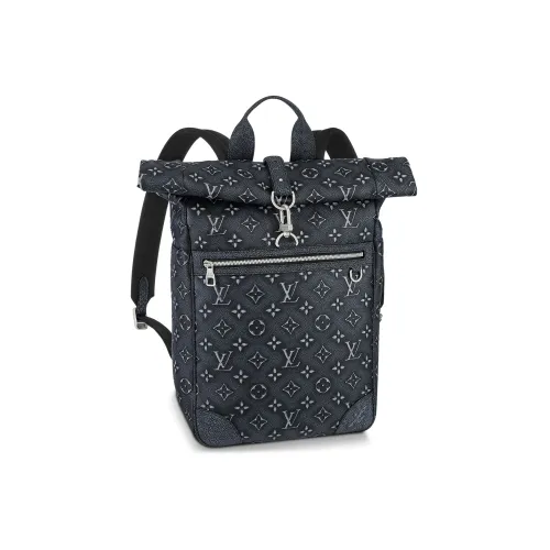 LOUIS VUITTON Cow Leather Backpack Men's Blue