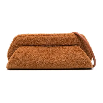 THEMOIRE Sheared Wool Clutch Handbag Shoulder Bag Women's Brown