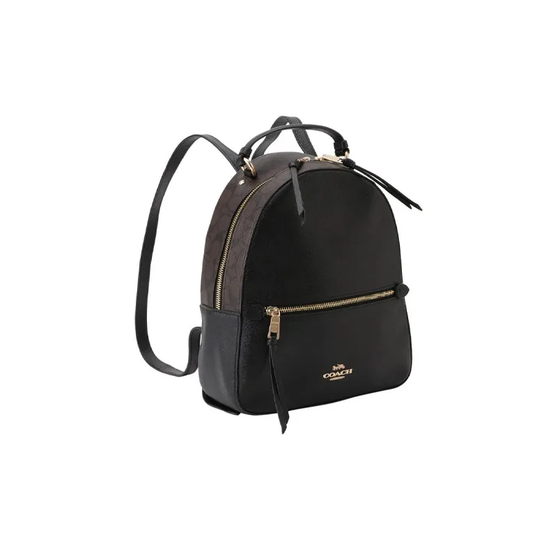 COACH Jordyn Coated Canvas With Leather Backpack Large Size Women's Black/Brown-1