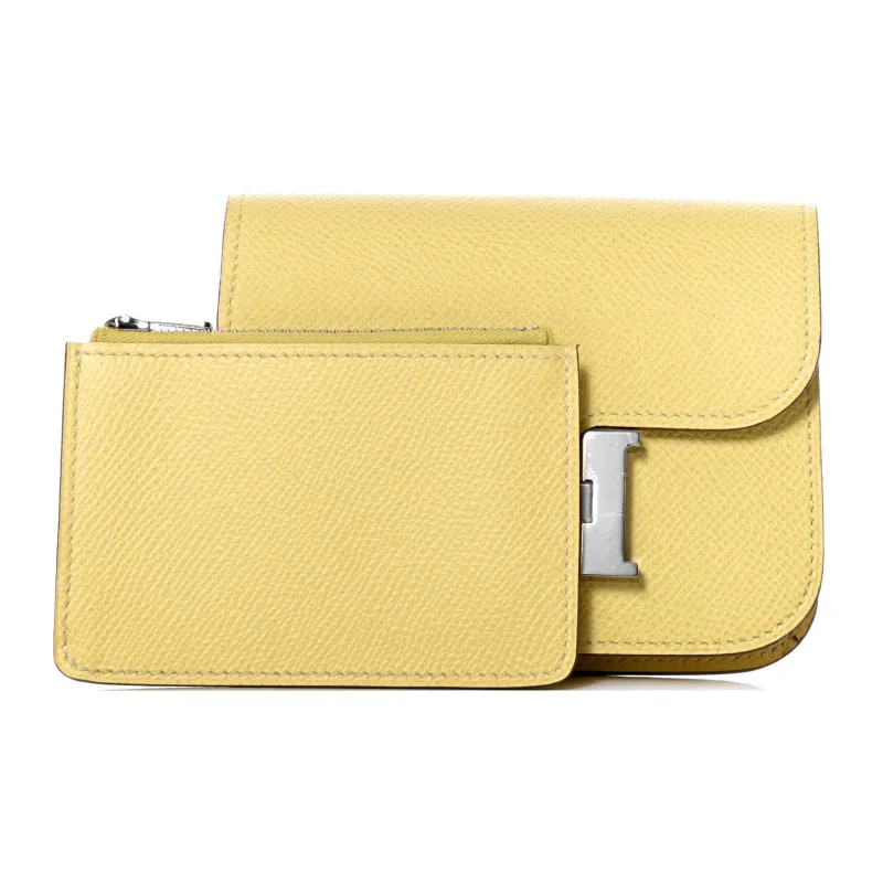 HERMES Constance Slim Epsom Calfskin Clutch Wallet Fanny Pack Women's 1Z Jaune Poussin Chick Yellow-1