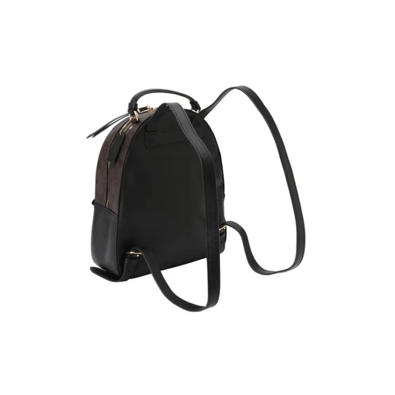 COACH Jordyn Coated Canvas With Leather Backpack Large Size Women's Black/Brown-2