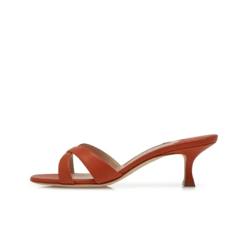 MANOLO BLAHNIK Slide Slippers Women's Burnt Orange