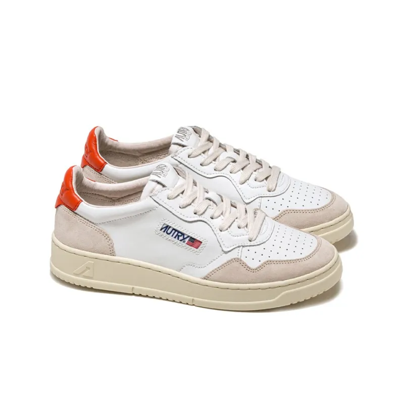 AUTRY Medalist Leather Low 'Suede White Orange'-1