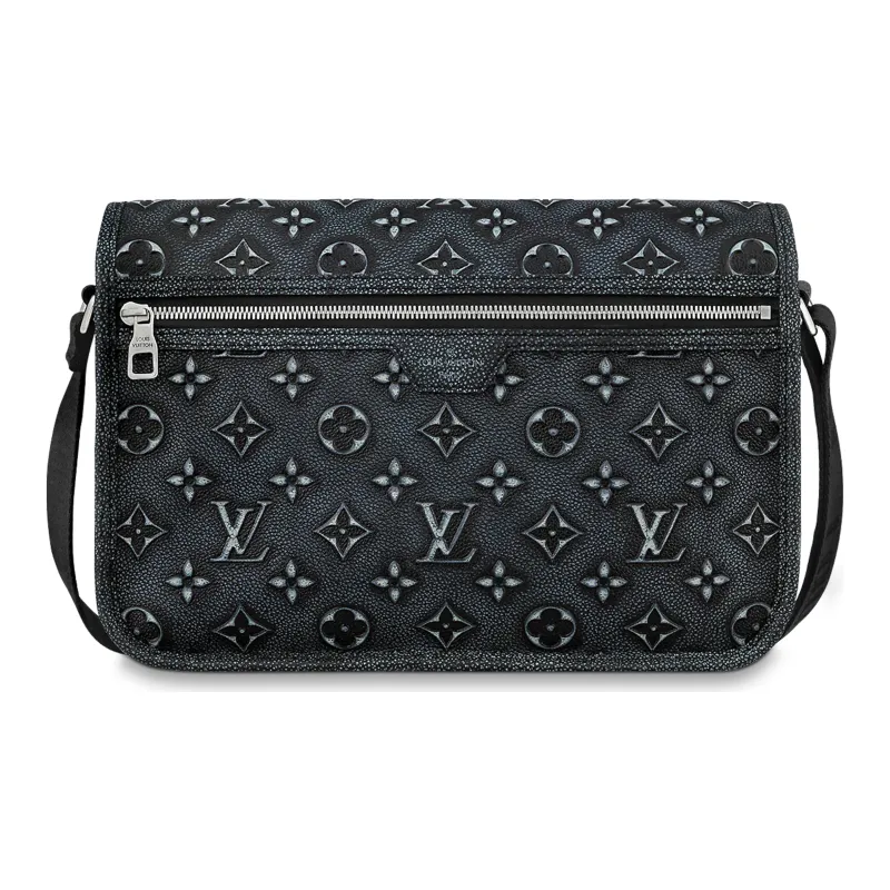 LOUIS VUITTON Archy Cow Leather Messenger Bag, Shoulder Bag, Crossbody Bag Medium Size Men's Black-3