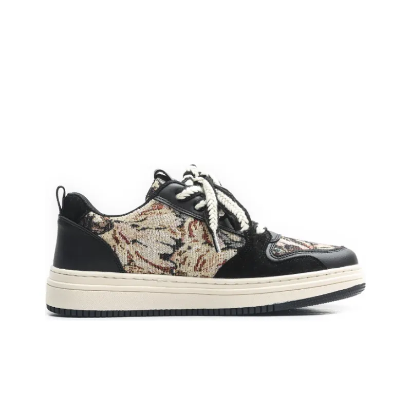Jifffly Skateboard Shoes Unisex Low Top Floral Black-1