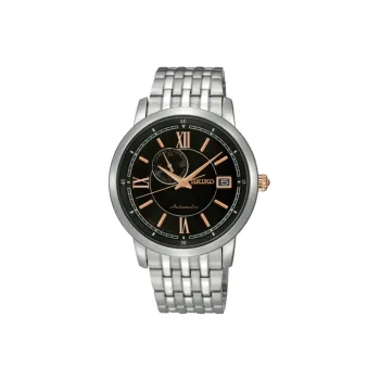 SEIKO Automatic Mechanical Movement Stainless Steel Strap Watch Men's Watch Black Dial
