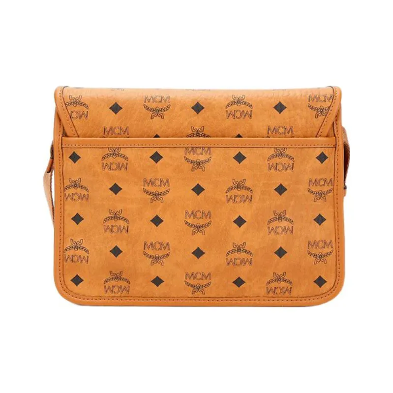 MCM Klassik Visetos Leather Shoulder Bag, Crossbody Bag Small Size Men's Brown Cognac-3