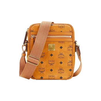 MCM Klassik Visetos Leather Shoulder Bag, Crossbody Bag Mini Men's Brown Cognac