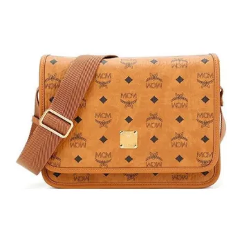 MCM Klassik Visetos Leather Shoulder Bag, Crossbody Bag Small Size Men's Brown Cognac
