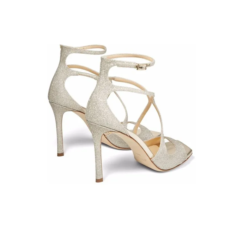 Jimmy Choo Azia 95mm Glitter Sandals-2