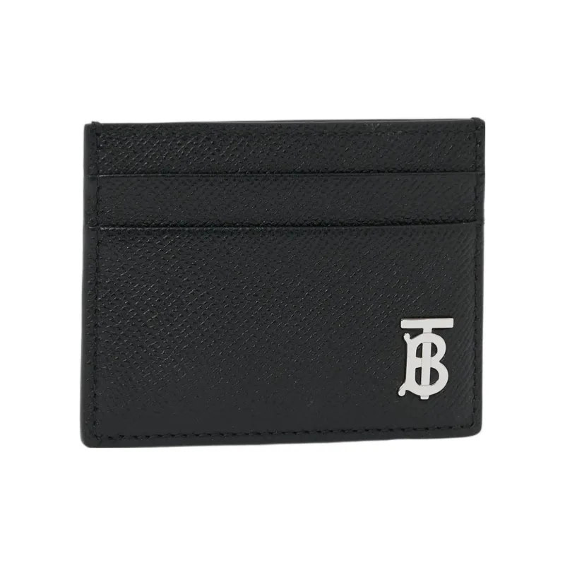 Burberry Grainy Leather Tb Card Case Black/Silver tone-2
