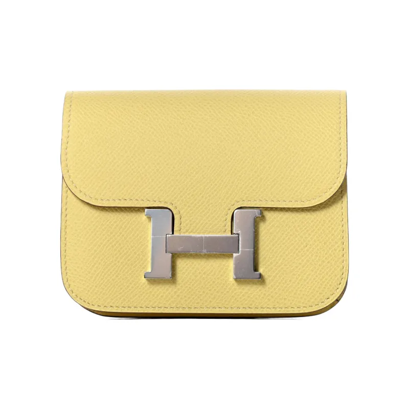 HERMES Constance Slim Epsom Calfskin Clutch Wallet Fanny Pack Women's 1Z Jaune Poussin Chick Yellow-0