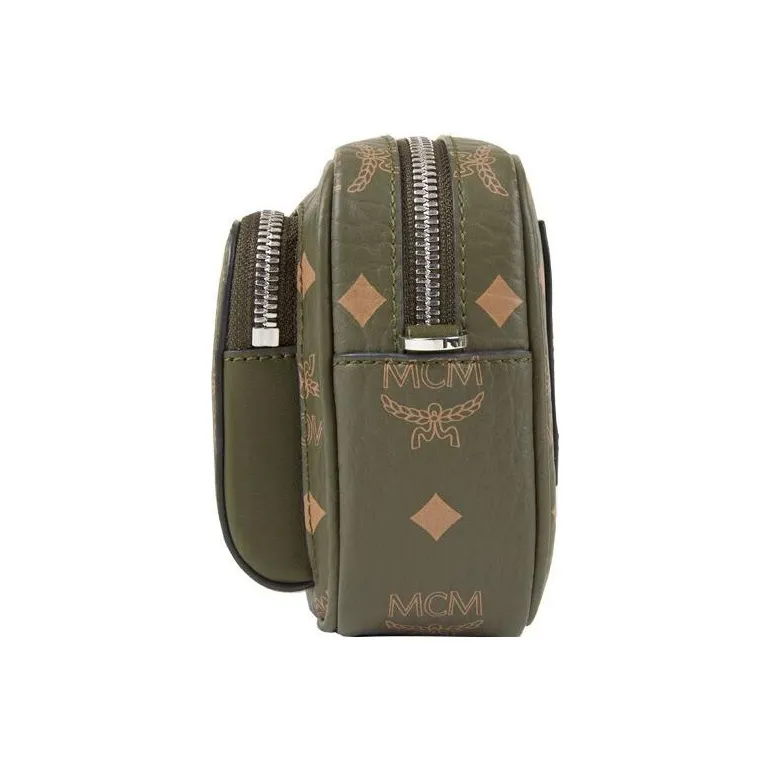 MCM Klassik Visetos Artificial Leather Crossbody Bags Extra Mini Men's Pine Green-1